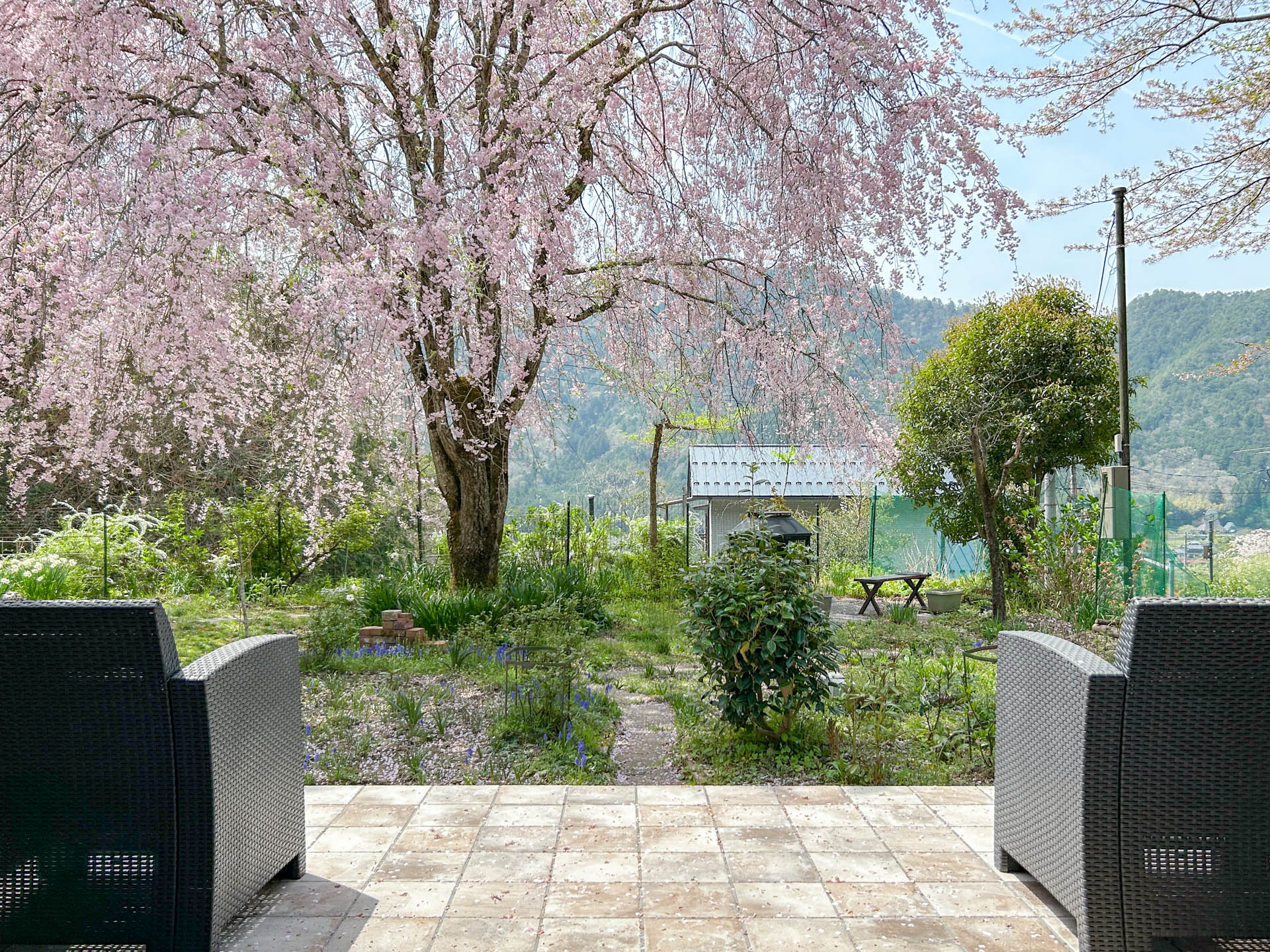 美山・裏道から家を見て